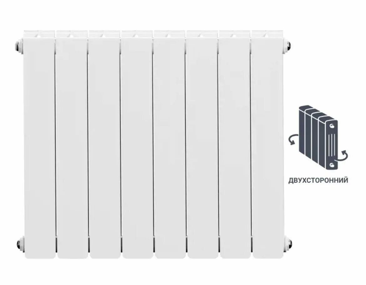 Радиатор алюминиевый эквейшен 12 секций нижнее подключение Секционный радиатор Радиатор 500/90 8 секций двухсторонний биметалл белый, Бимет