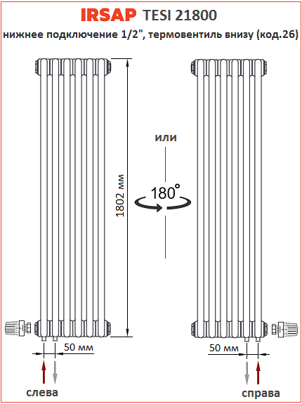 Радиатор irsap tesi нижнее подключение Вертикальные радиаторы IRSAP Tesi 21800 - купить с доставкой по выгодной цене
