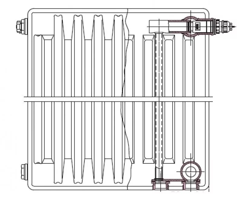 Радиатор отопления с нижним подключением в разрезе Радиатор панельный Heaton тип 22 500х1600 ниж. подкл. Q=3481 Вт купить: цена с х