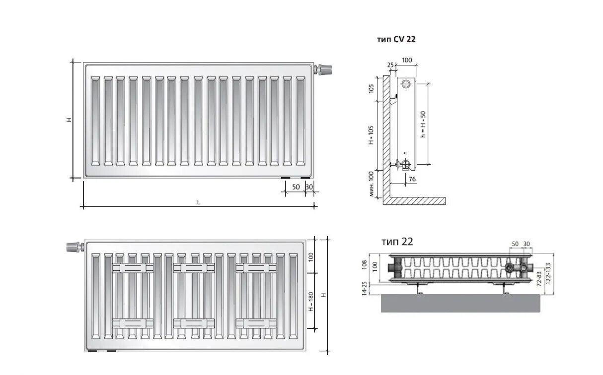 Радиатор панельный royalthermo compact нижнее подключение Royal Thermo Ventil Compact VC22 500x1000 - купить с доставкой в Самаре