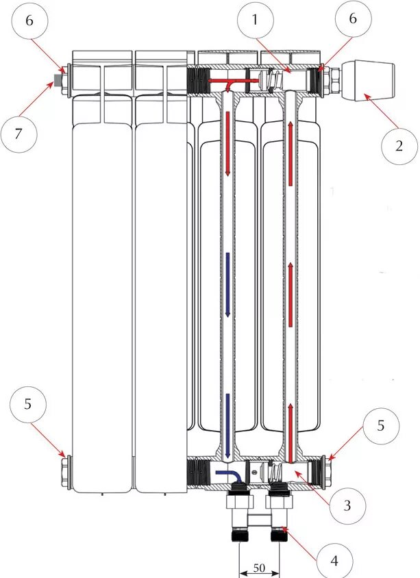 Радиатор royal thermo нижнее подключение Биметаллический радиатор Rifar Base Ventil BVL 200 10 секций - купить в Москве п