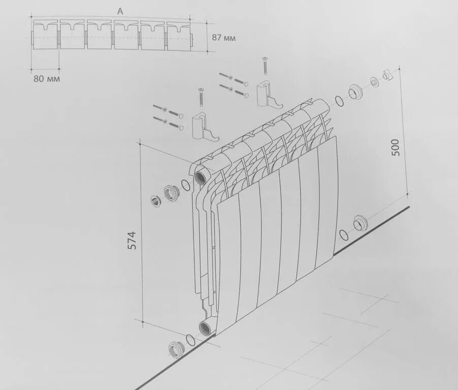 Радиатор royalthermo biliner 500 подключение Радиатор Royal Thermo BiLiner 500 Silver Satin 6 секций в магазине ОКВ по низкой