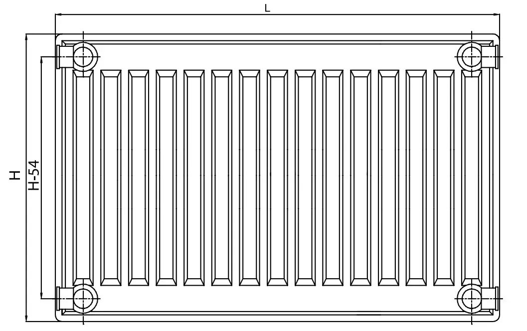 Радиатор с нижним подключением чертеж Купить радиатор стальной панельный elsen erv тип 21 500 x 1800 мм erv210518 по ц