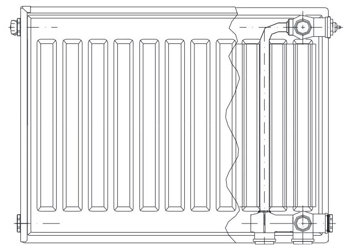 Радиатор с нижним подключением чертеж Стальной панельный радиатор отопления Axis Ventil 22/500/1400 купить - Tavago