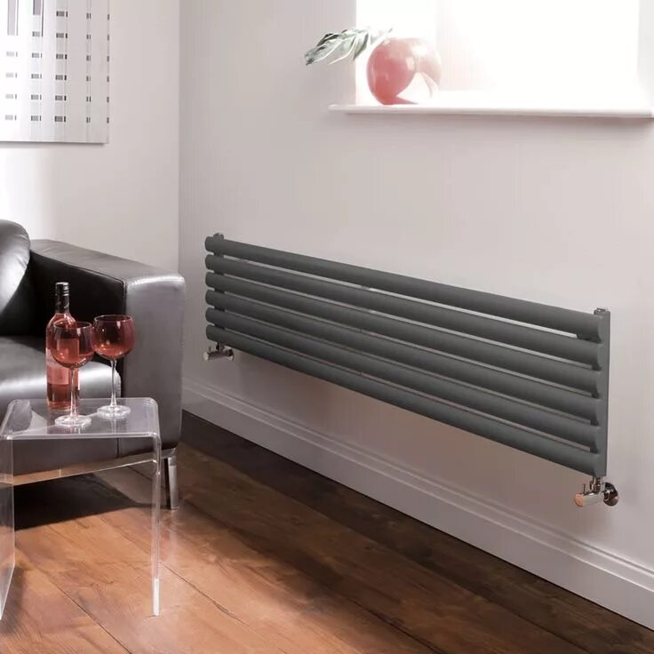 Радиатор в интерьере фото Milano Aruba - Anthracite Horizontal Designer Radiator 354mm x 1600mm (Single Pa