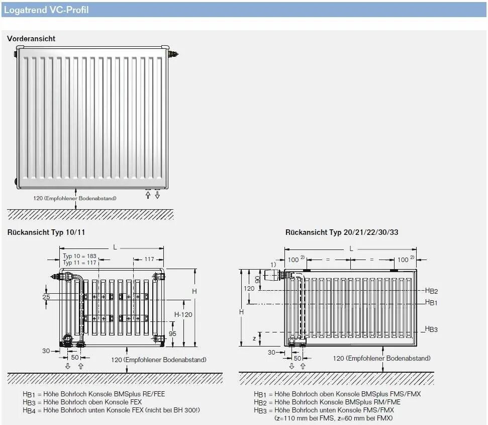 Радиаторы будерус подключение Buderus VC-Profil Typ 11, 600x1200mm L Logatrend Ventilheizkörper inkl. Montage-