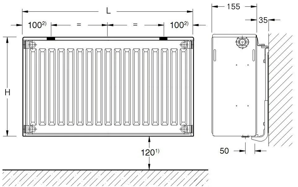 Радиаторы buderus vk profil 22 подключение Радиатор Buderus Радиатор K-Profil 33/500/700 (12) (C) купить по выгодной цене с