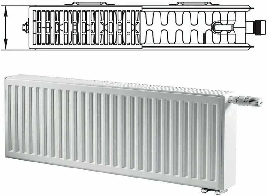 Радиаторы керми 22 200 1400 нижнее подключение Панельный радиатор Viessmann, боковое/нижнее подключение, тип 22, 500x1800, парт