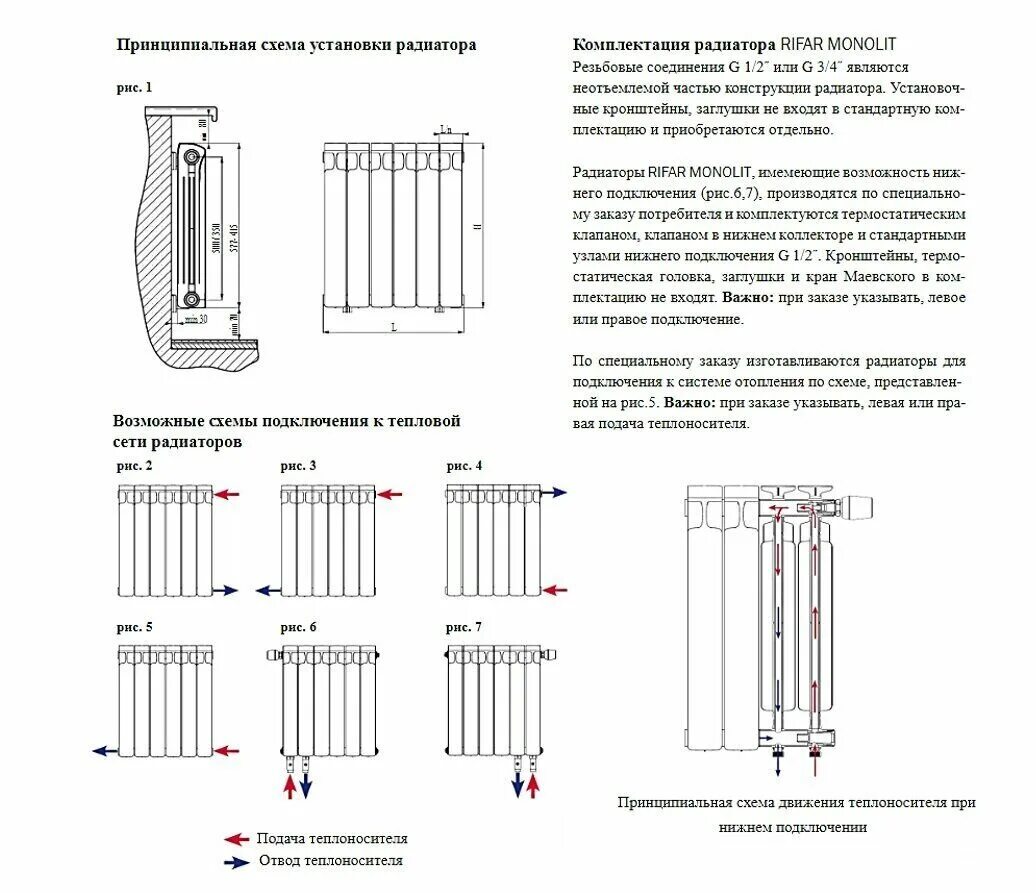 Радиатор биметалл Rifar Monolit VENTIL VR 500 x3/4", 11 секции 2156вт