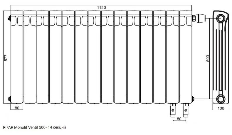 Радиаторы отопления монолит нижнее подключение Радиатор RIFAR Monolit 500 х 5 сек НП прав (MVR) 50мм купить в интернет-магазине