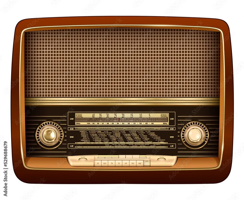 Радио ретро фото Radio retro 3D isolated, realistic vintage style icon. Иллюстрация Stock Adobe S