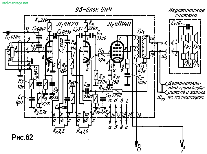 Радиола ригонда 102 схема принципиальная электрическая Схема лампового УНЧ радиолы Ригонда на 6Н2П, 6П14П