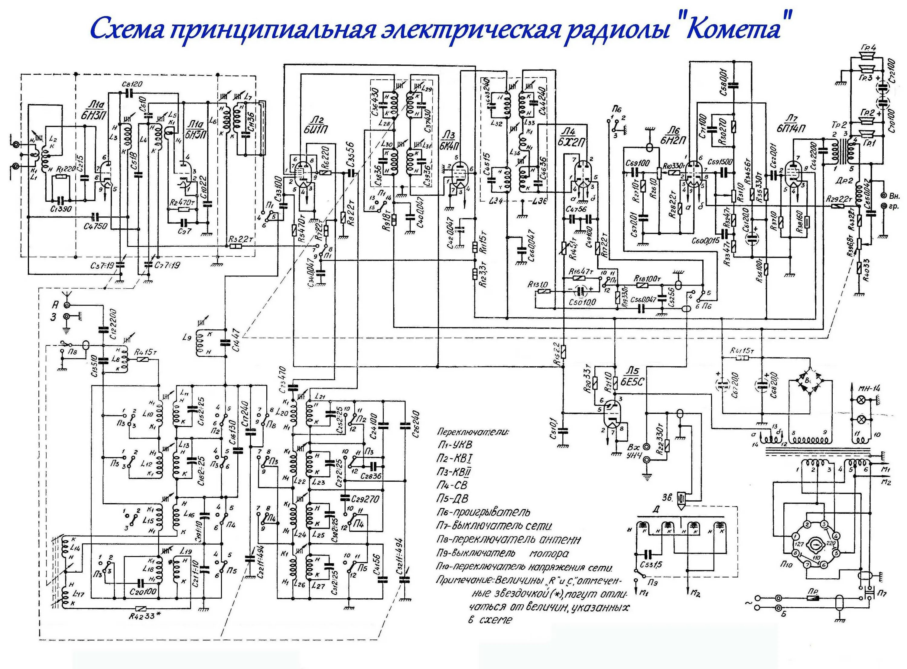 Радиола сакта схема принципиальная электрическая Радиола "Комета"