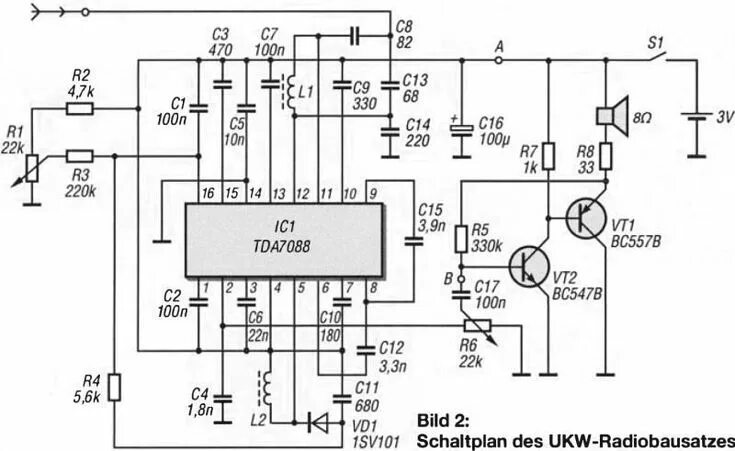 Радиоприемник своими руками схема УКВ-FM радиоприемник с кнопочной настройкой (TDA7088T) Принципиальная схема, Ард
