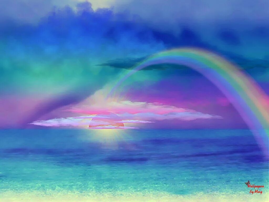 Радуга море фото Real Rainbow Background