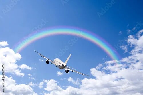 Радуга с самолета фото Aeroplane Clouds And Rainbow. Купить эту готовую фотографию и рассмотреть аналог