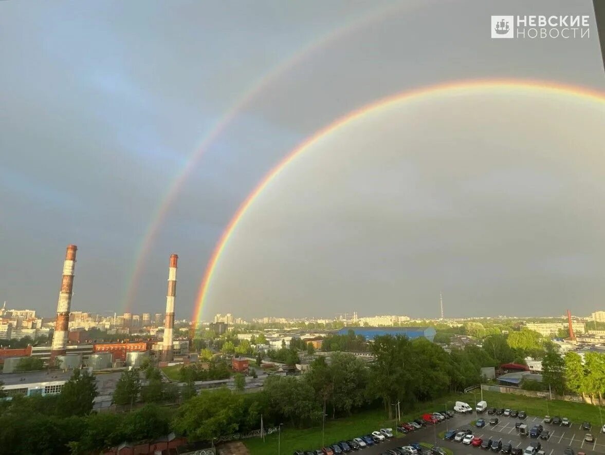 Радуга спб фото Двойная радуга появилась в небе над Петербургом Регионы Селдон Новости