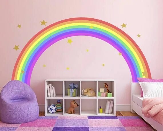 Радуга в оформлении детской Rainbow Decal Nursery Decor Rainbow Wall Art Kids Room Decor Girls Nursery Rainb