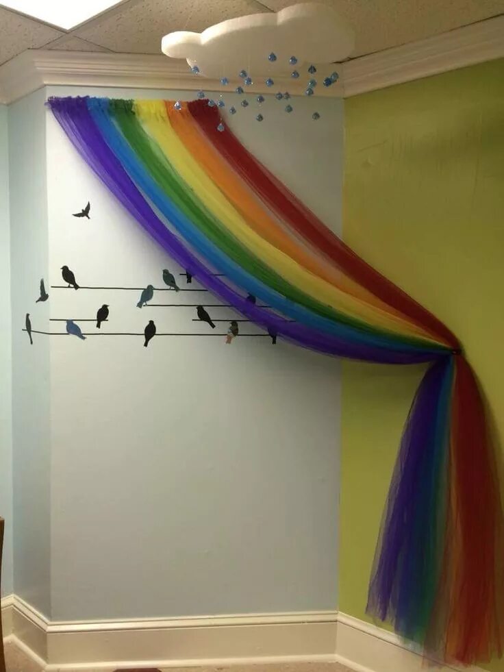 Радуга в оформлении детской fun ways to decorate with rainbow colours Decorar salones de clases, Decoracione