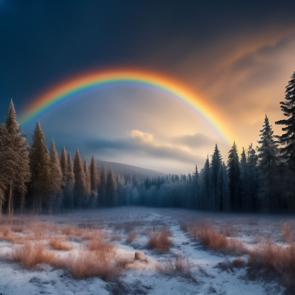 Радуга зимой фото "Winter rainbow on the background of ." - image created in Shedevrum