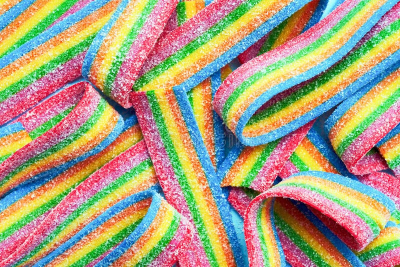 Радужная 9 фото Colorful Jelly Candies in Sugar Sprinkles. Sour Flavored Rainbow Candy Backgroun