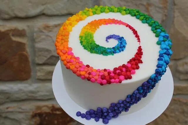 Радужное оформление торта s333 Swirl cake, Colorful cakes, Cake