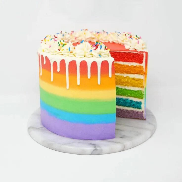 Радужное оформление торта Double Rainbow Cake Regenbogentorte, Kuchen ohne backen, Cupcake kuchen