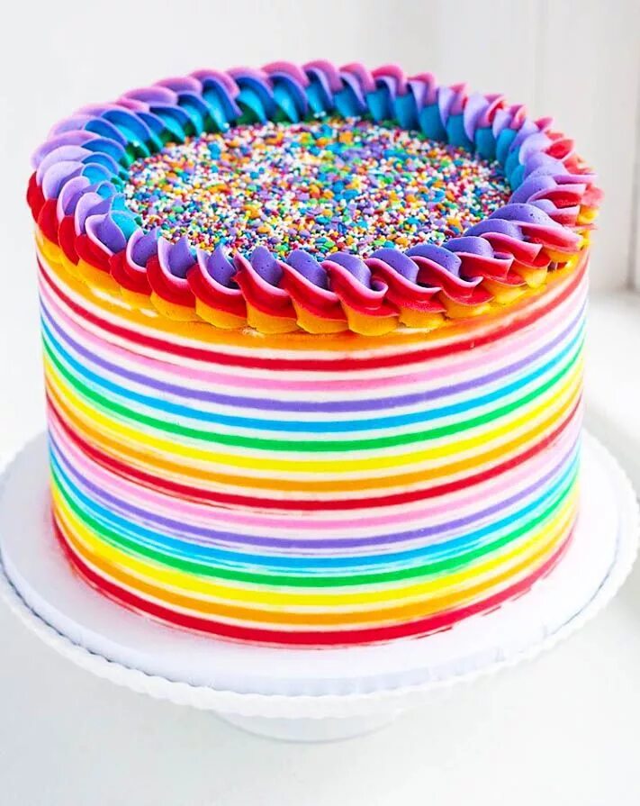 Радужное оформление торта 15 Ravishing Rainbow Cakes Rainbow birthday cake, Buttercream cake, Cake