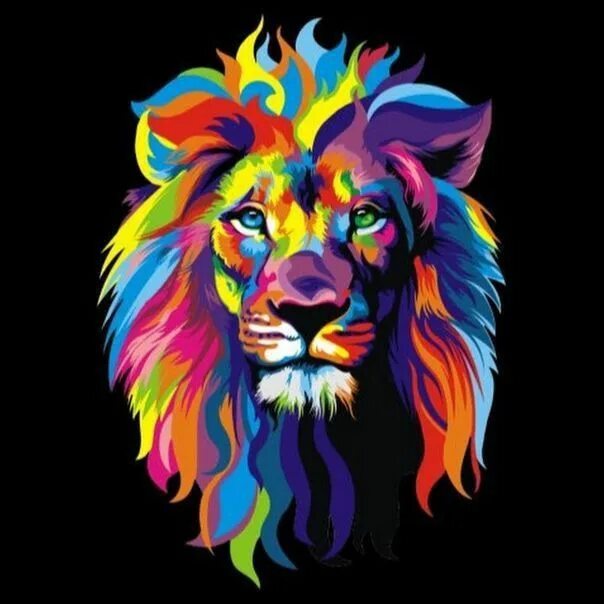 Радужные животные картинки Pin on Tattoos Colorful lion painting, Pop art animals, Lion painting