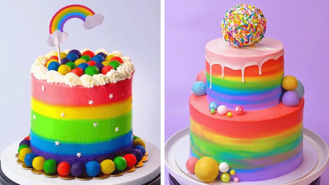 Радужный декор торта Perfect Rainbow Cake Tutorials For New Day Most Beautiful Cake Decorating Ideas 