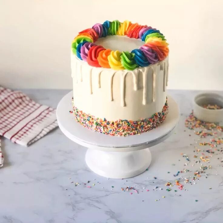 Радужный декор торта Rainbow Drip Cake Video Drip cakes, Rainbow cake, Birthday cake kids