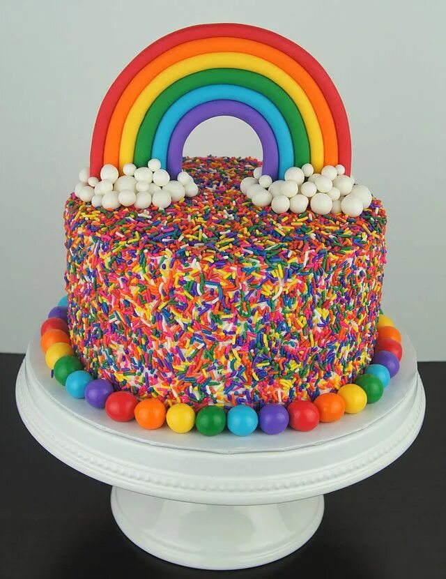 Радужный декор торта Treat Confectionery San Diego Cakes and Chocolates Rainbow birthday cake, Rainbo