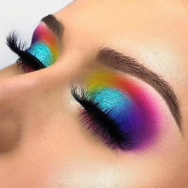 Радужный макияж фото Pin by kayla on Makeup! in 2020 Rainbow eye makeup, Rainbow eyeshadow, Rainbow m