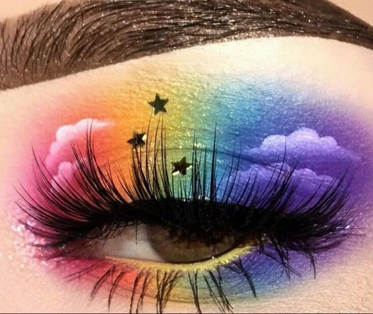 Радужный макияж глаз 15 Regenbogen-Make-up zeigt Ihren Stolz Rainbow eye makeup, Rainbow makeup, Eye 