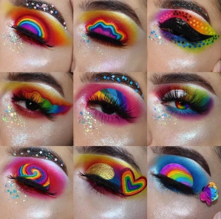 Радужный макияж глаз Rainbow eye look #rainbow #eyeshadow #makeup Rainbow eye makeup, Eye makeup desi