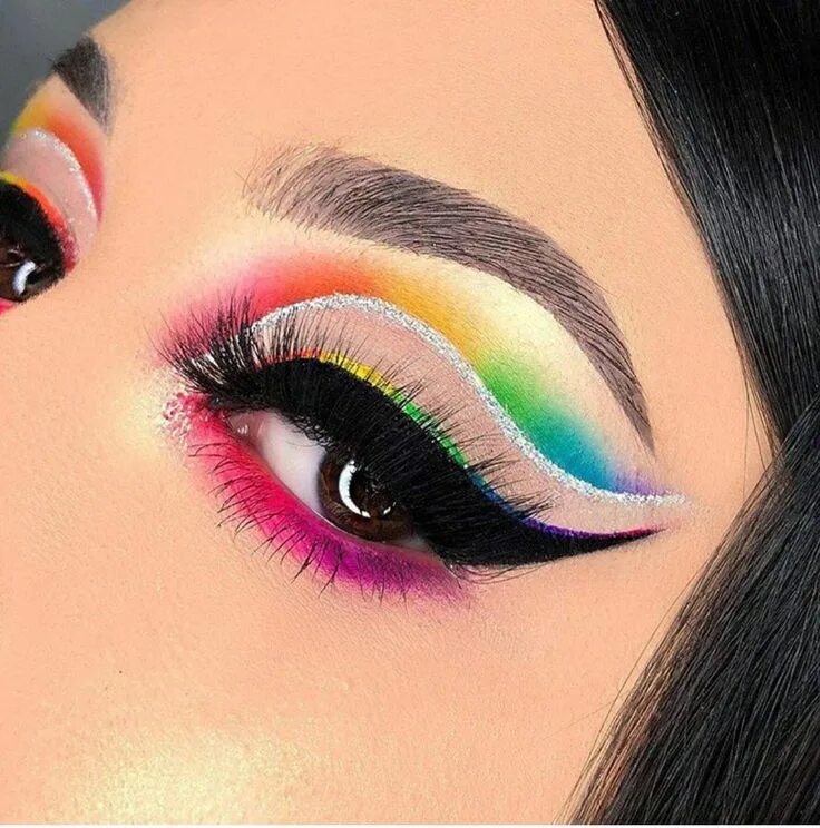 Радужный макияж с губами и с веками 30+ Bright And Colourful Eye Makeup For Summer - The Glossychic Rainbow eye make