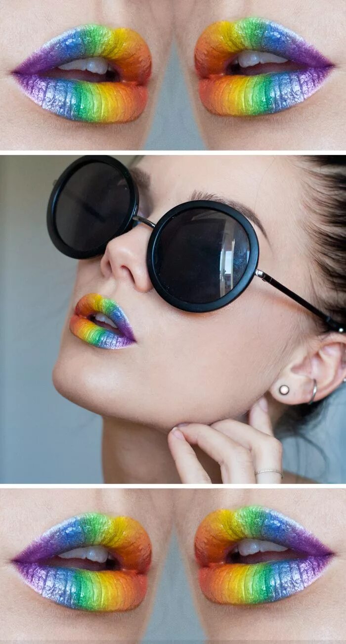 Радужный макияж с губами и с веками Summer favourite : Pride lips! (Lindas Sminkblogg) Pride makeup, Rainbow makeup,