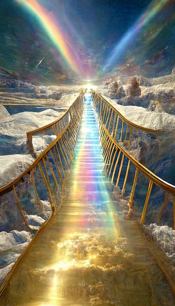 Радужный мост фото A rainbow bridge is a path leading to the sun Premium AI-generated image