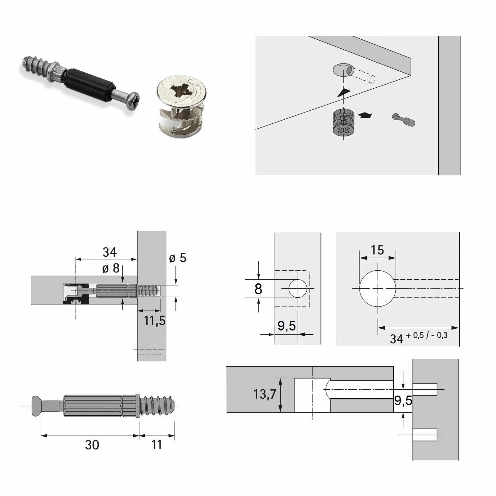 Рафиксы мебельные схема установки Стяжка эксцентриковая Hettich Rastex 15/15 для плиты 16 мм, без буртика, цинково