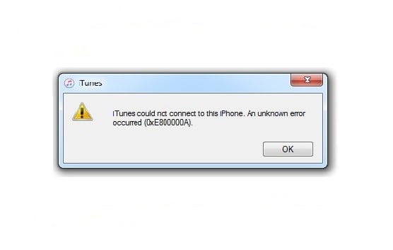Рафт ошибка подключения iTunes не удалось подключиться к этому iPhone - 0xe80000a