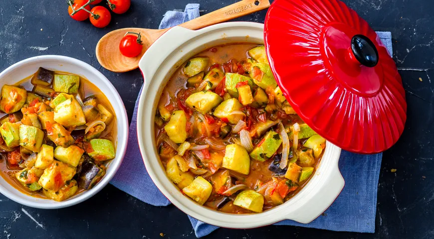 Рагу из овощей с кабачками фото Овощное рагу с баклажанами и кабачками, пошаговый рецепт с фото на 264 ккал