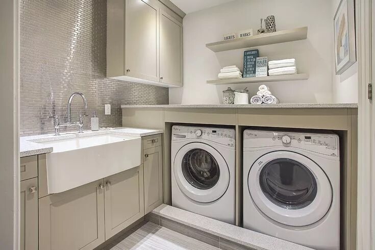 Раковина а из плитки в постирочную фото 18) Twitter Grey laundry rooms, Laundry room storage shelves, Small laundry room