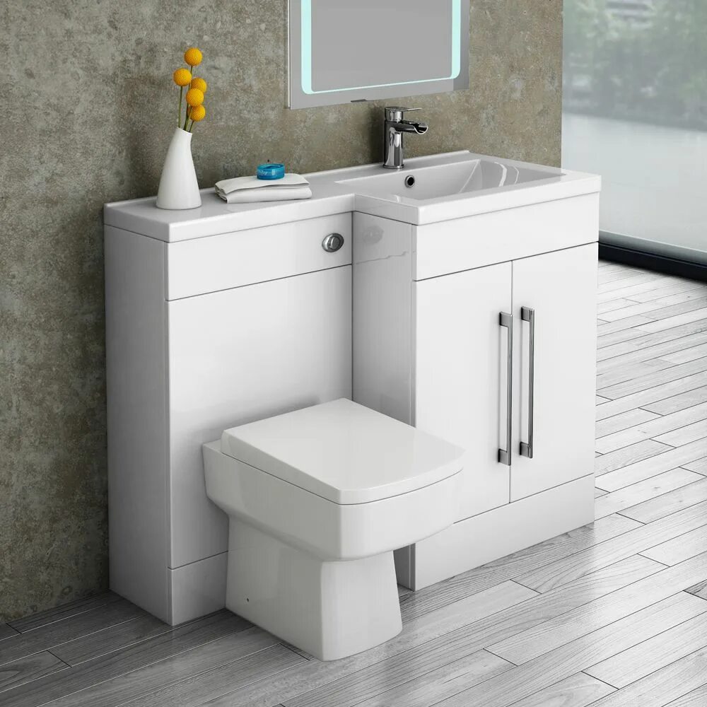 Раковина над туалетом фото Valencia 1100 Combination Basin & WC Unit With Square Toilet Online Small bathro