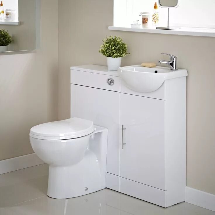 Раковина над туалетом фото Bathroom En Suite Vanity Unit One Tap Hole Basin Sink and Toilet WC Cloakroom Pa