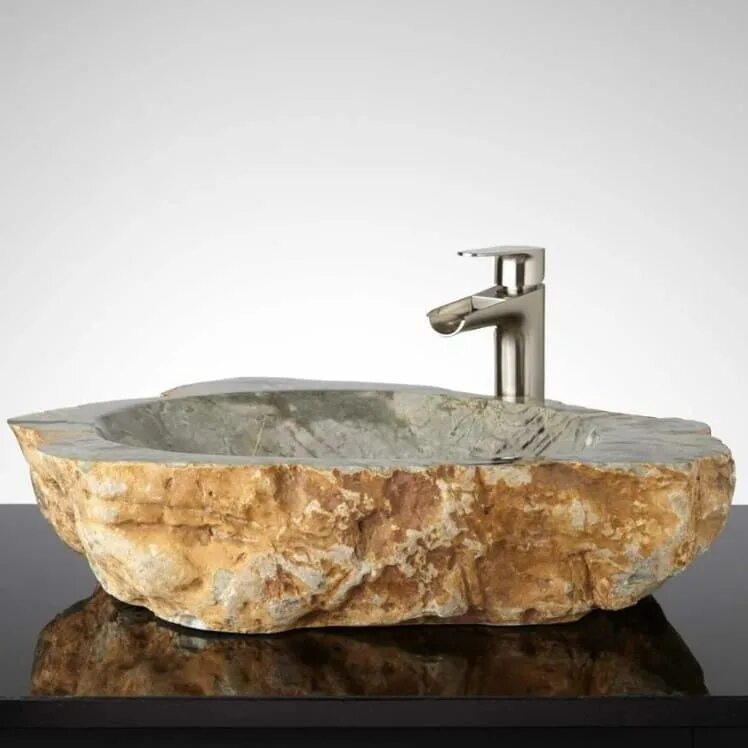 Stanhope Dark Gray River Stone Bathroom Vessel Sink Sink, Stone sink, Vessel sin