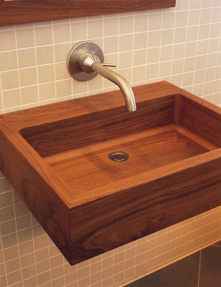 Раковина своими руками фото Teak Wood Geo Basin Wood sink, Wood bath, Sink