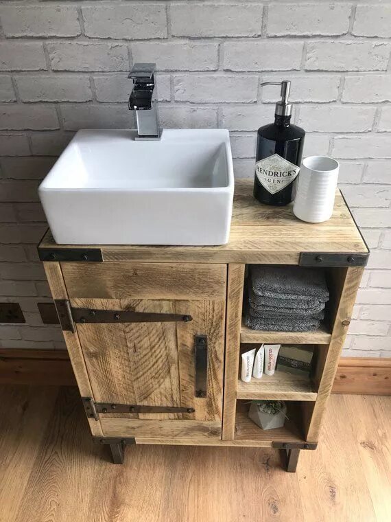 Раковина в стиле лофт своими руками bathroom vanity depth Custom bathroom vanity, Rustic bathroom vanities, Diy bath