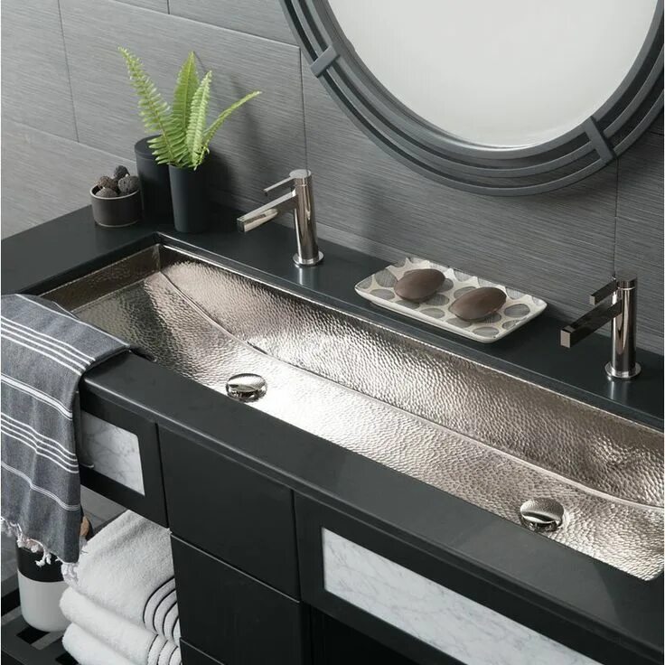 Раковина в ванной дизайн фото Trough Metal Rectangular Trough Bathroom Sink Luxury bathroom sinks, Drop in bat