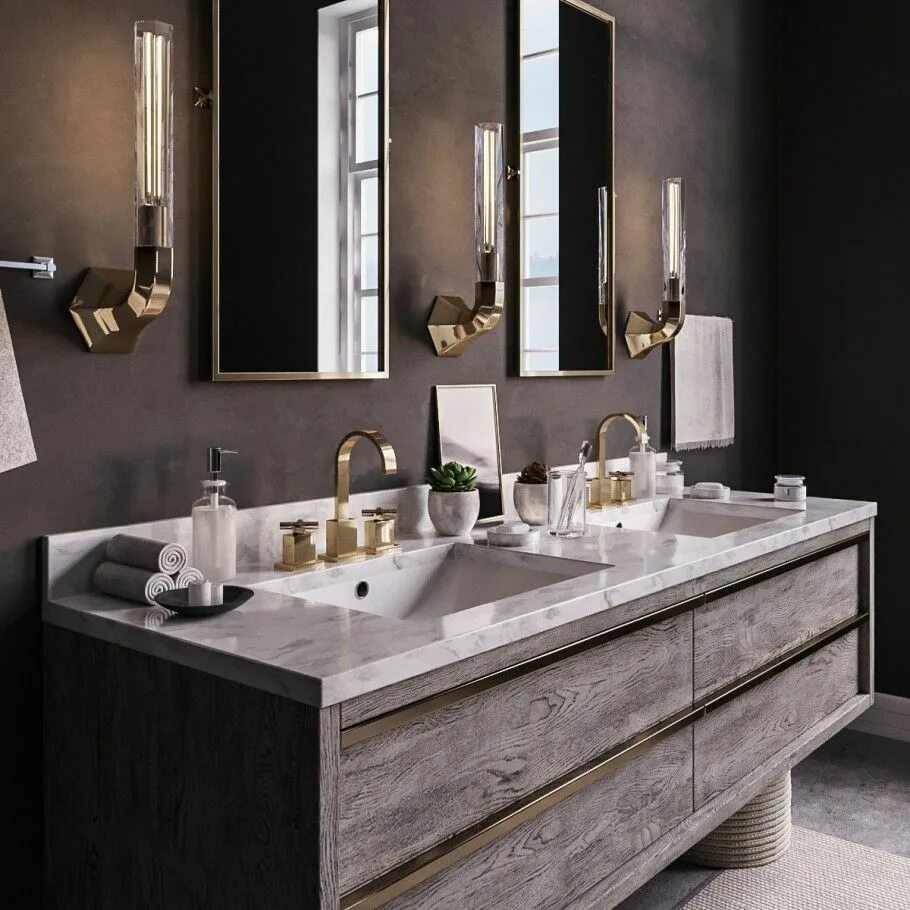 Раковина в ванной фото в интерьере Double Floating Vanity Floating vanity, New house bathroom, Floating vanity bath