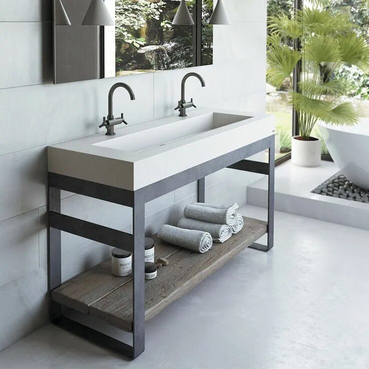 Раковина в ванную в стиле лофт Trueform concrete Outland vanity sink Concrete bathroom, Concrete vanity, Concre